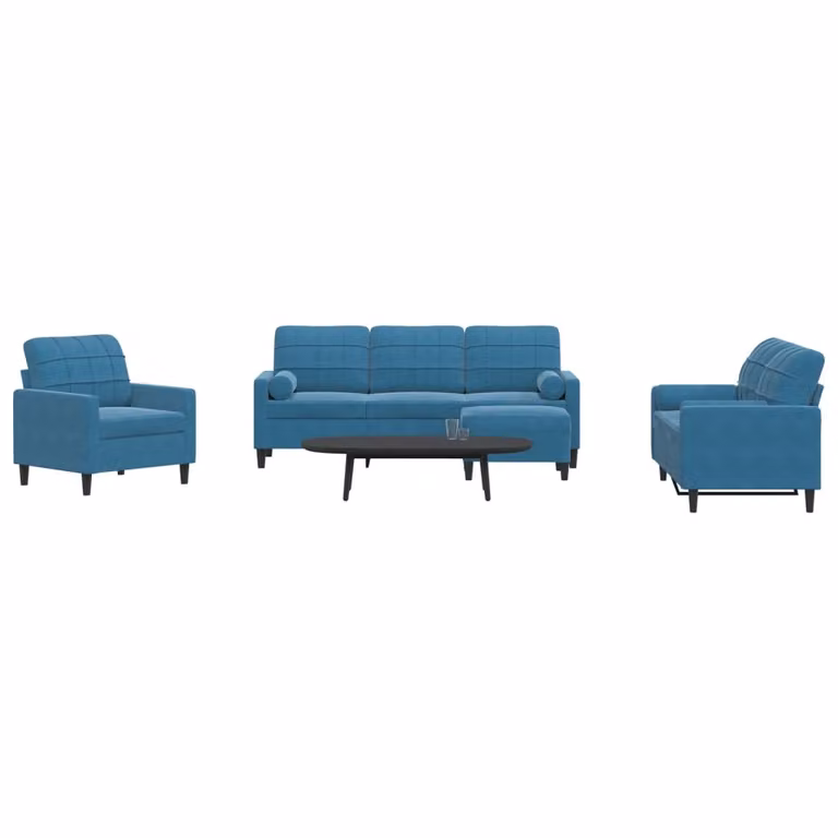 Maison Exclusive - Set divano 4 pezzi con cuscini e cuscini cervicali in velluto blu