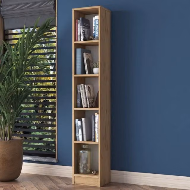 Libreria Moderna DMORA Cesio con 4 Ripiani in Legno Marrone Rovere L: 30 cm, P: 25 cm, H: 170 cm
