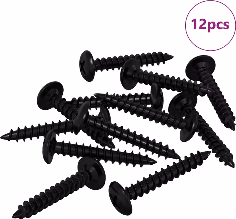 Chiodo autofilettante 12 pcs Nero 4 x 25 mm Acciaio