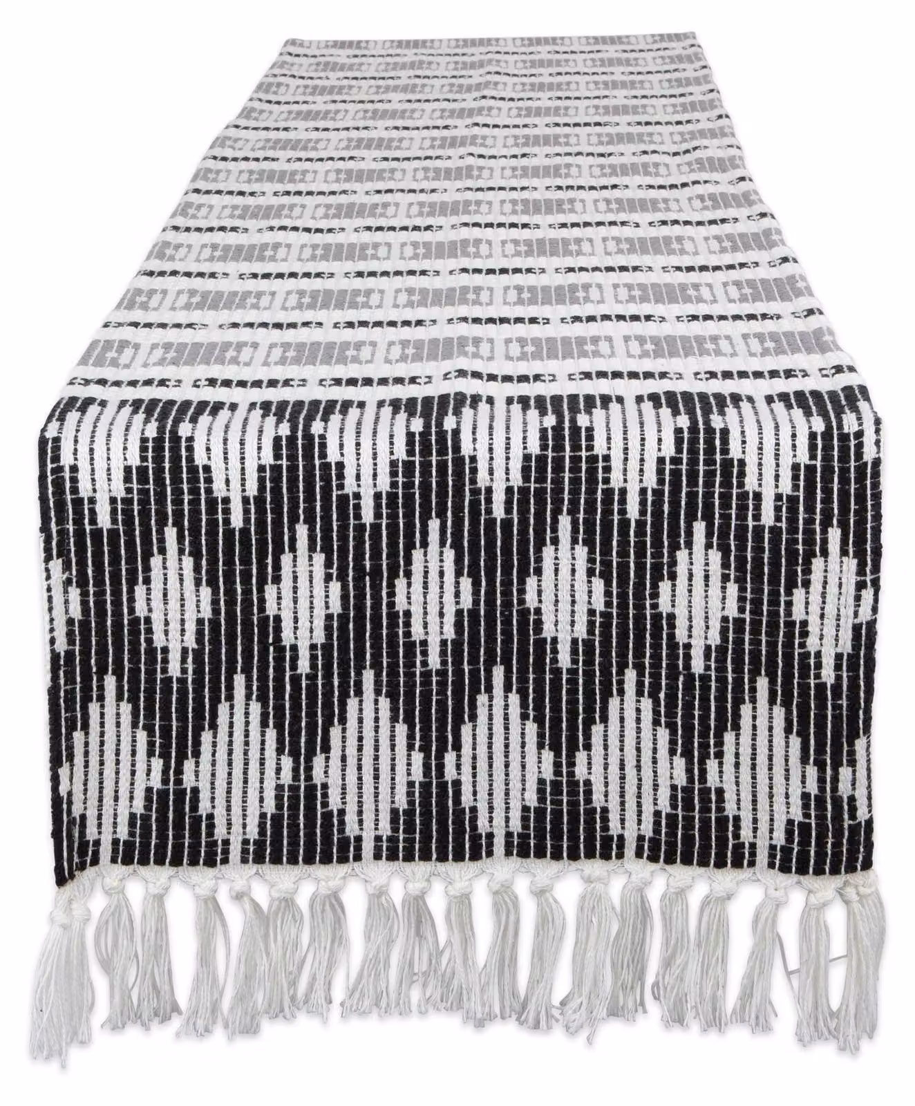 Tovaglia decorativa in cotone, motivo sud-ovest, nero/grigio, 38,1 x 182,88 cm