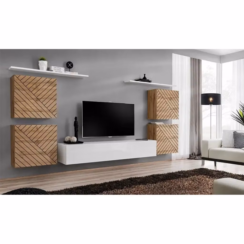 Set di mobili da soggiorno SWITCH IV Meublorama in quercia wotan e bianco lucido – 2