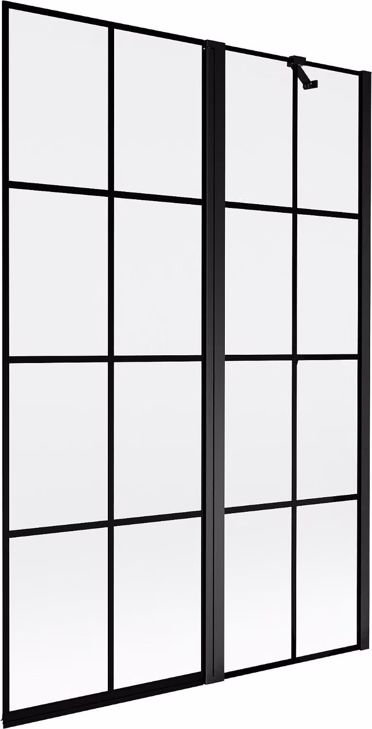 Mexen Mist paravento per doccia a 2 ante destro 120 x 150 cm, griglia nera, nero - 8A9-120-011-70-77-P