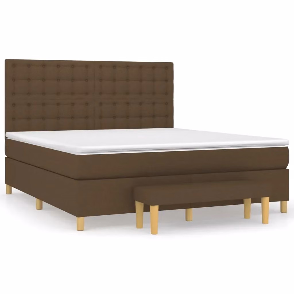Giroletto a molle con materasso ibrido vidaXL in tessuto marrone e bianco L/P/H: 160 x 200 x 128 cm – 2