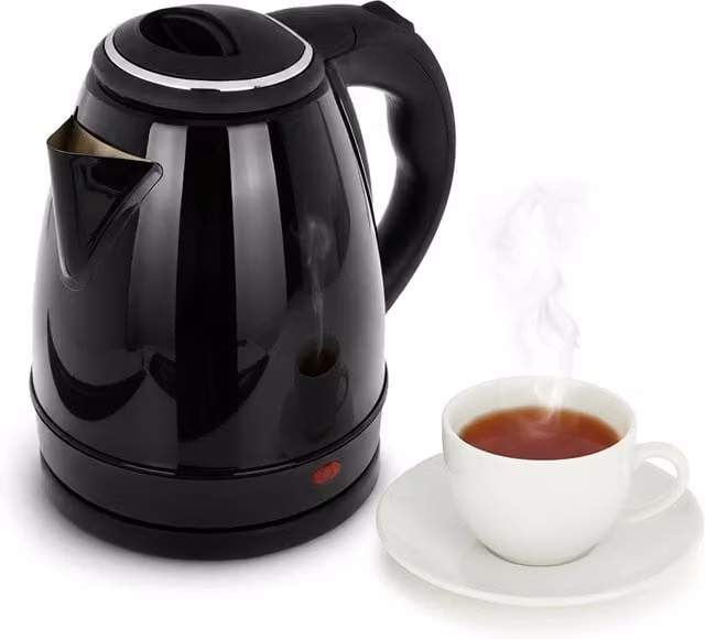 Bollitore elettrico KASANOVA in acciaio inox nero con funzione di spegnimento automatico, capacità 1,5 l