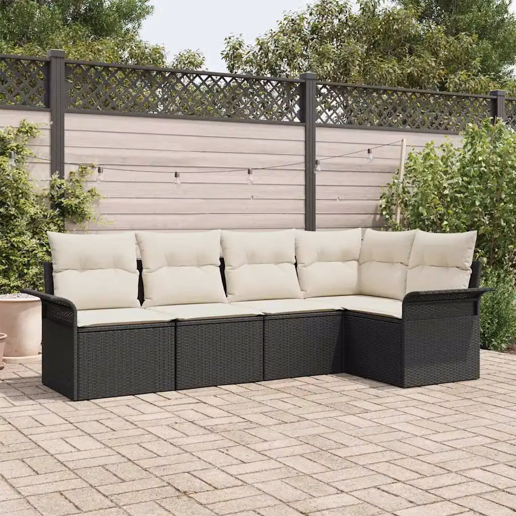 Set Divano da Giardino vidaXL a forma a U con Cuscini e Tavolino Nero – 1