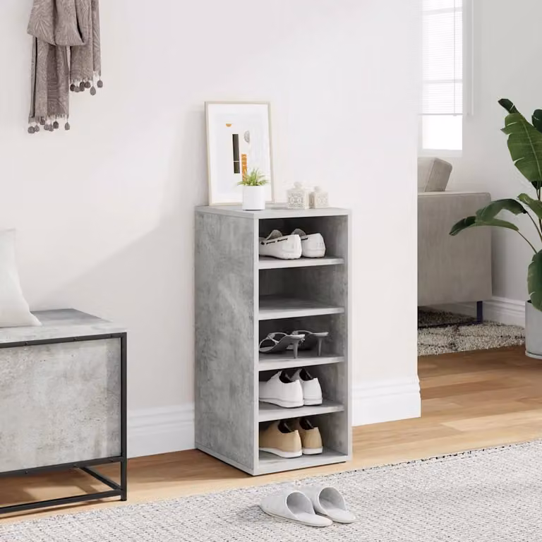 Armadio porta scarpe vidaXL moderno con ante a battente e ripiani, Grigio, L 31,5 cm x P 35 cm x H 70 cm