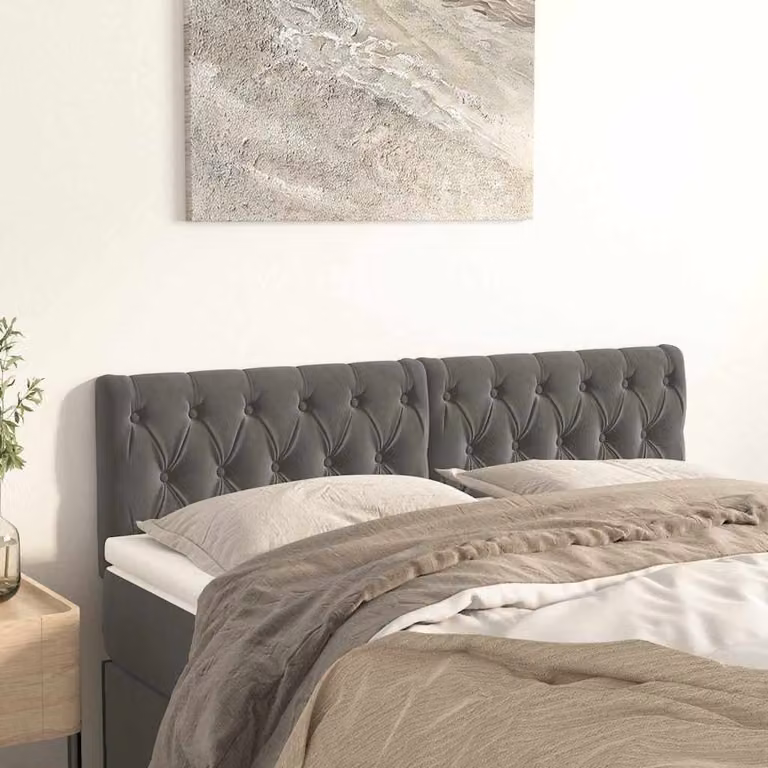 Testiera per letto vidaXL in velluto grigio scuro, L: 160 cm, P: 7 cm, H: 78-88 cm