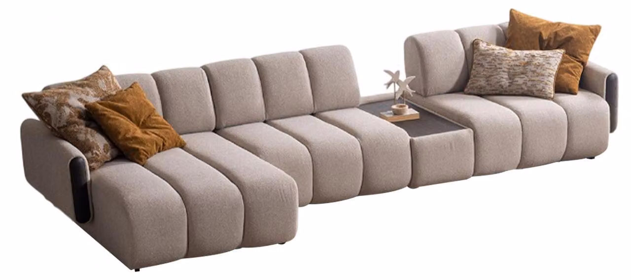 Designer Beige L-Form Couch Polster Ecksofa Wohnzimmer Couchen