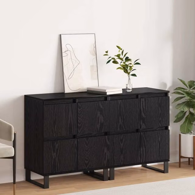 Credenza 2 pz Rovere Nero 60 x 35 x 70 cm 3394547