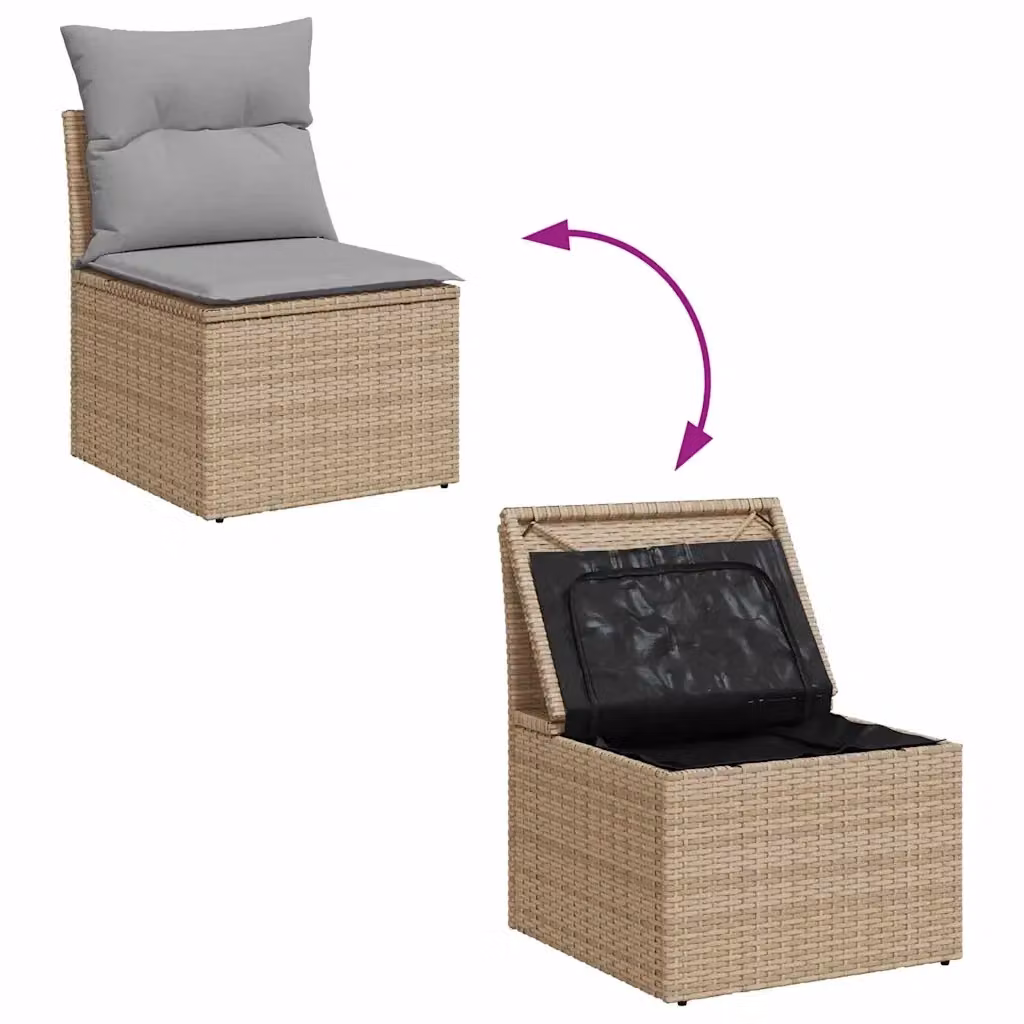 vidaXL Set Divano da Giardino Moderno in Polyrattan con Cuscini, 8 Pezzi, Beige e Grigio – 2