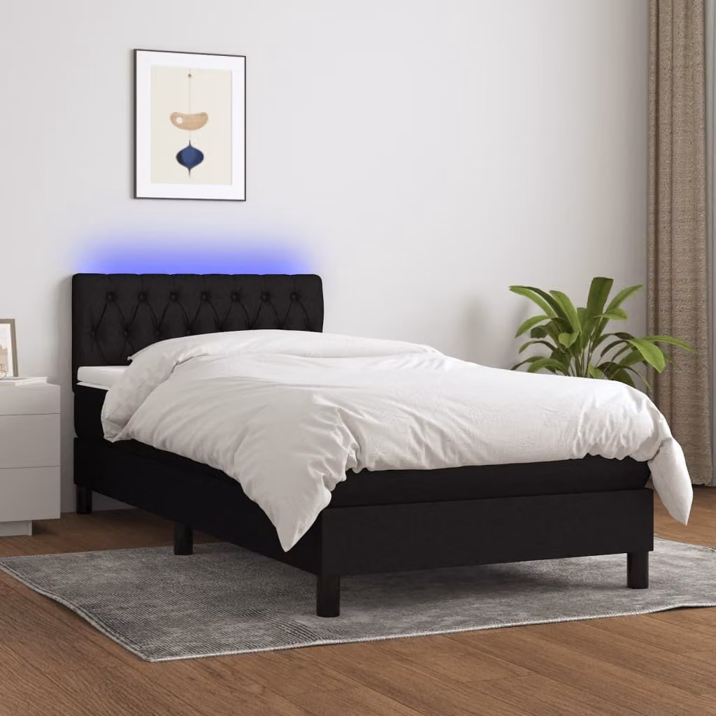 Maison Exclusive - Letto a Molle con Materasso e LED Nero 100x200 cm in Tessuto