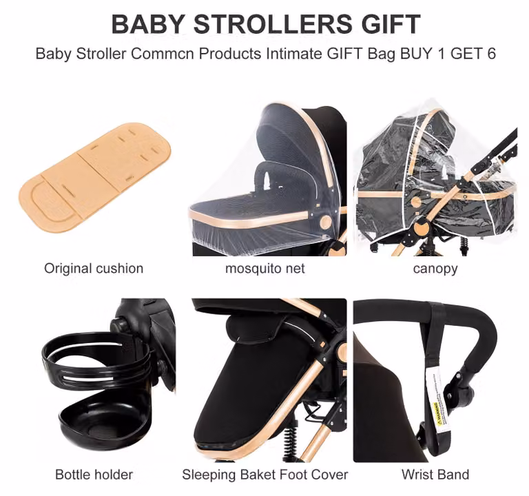 Passeggino 3-in-1 multifunzione, completo di seggiolino auto, design elegante e adatto a terreni accidentati, pieghevole e versatile