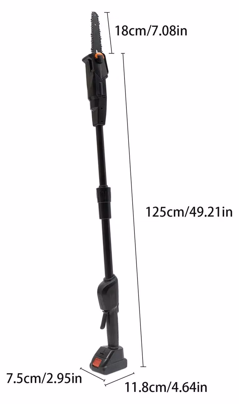 Troncatrice telescopica a batteria - Motosega da 552W - Batteria agli ioni di litio da 1500mAh, lama in acciaio al manganese, 4500 giri/min, corpo in due parti, spina europea da 220–240V, colore nero