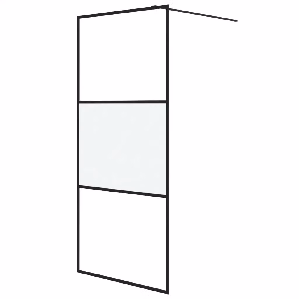 Parete Doccia Walk in vidaXL in Vetro Semi Smerigliato con Profilo Nero L 90 cm x H 195 cm – 2