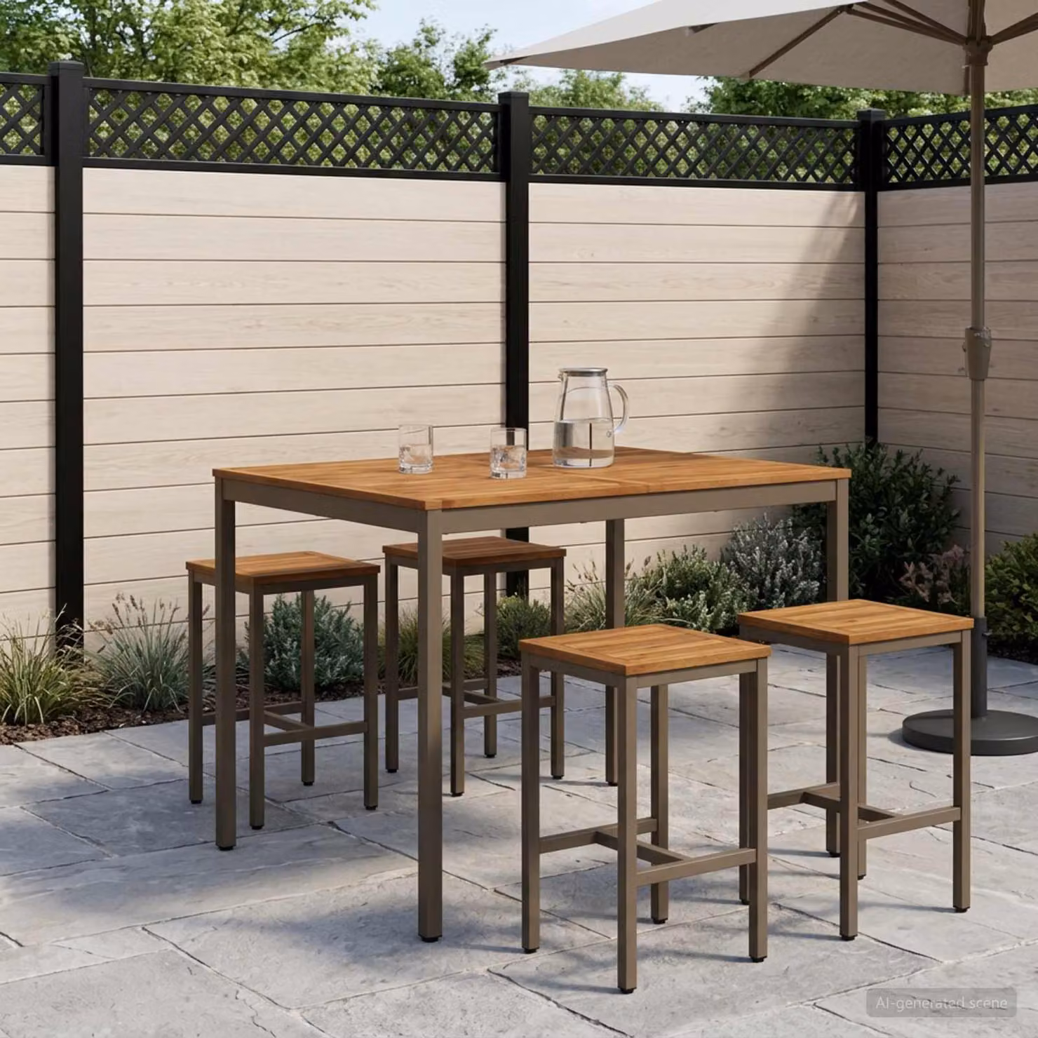 vidaXL Tavolo Bar da Giardino NAARDEN in Legno di Acacia Marrone L: 108,5 cm, P: 60 cm, H: 105 cm