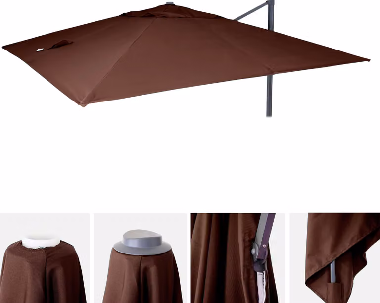 Copertura di ricambio per ombrellone a braccio articolato MCW-A96, copertura per ombrellone, 3,5x3,5 m (Ø 4,95 m), poliestere ~ marrone