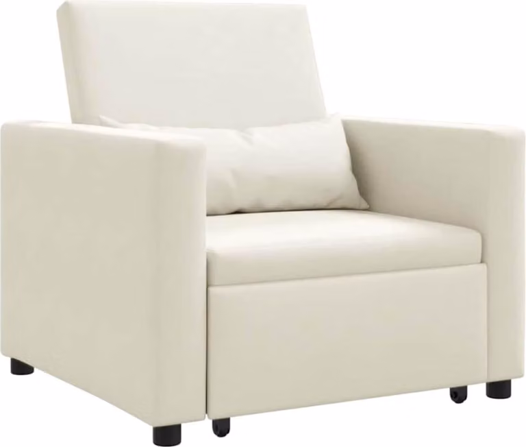 Divano letto estraibile singolo con ruote Crema Velluto