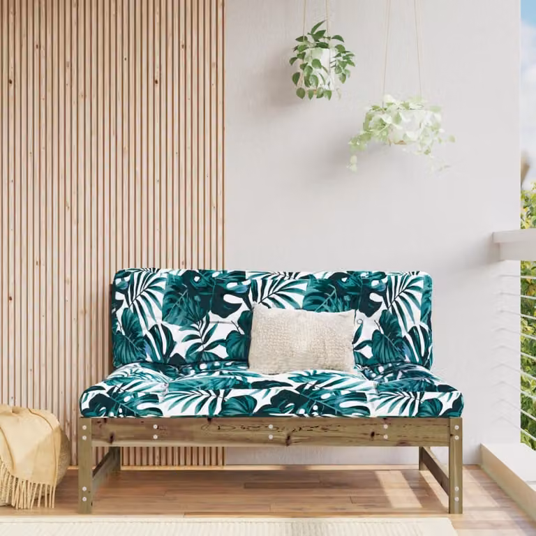 vidaXL Divano da Giardino in Legno di Pino Impregnato, Stile Rustico con Motivo Floreale, L: 120 cm, P: 84 cm, H: 70 cm