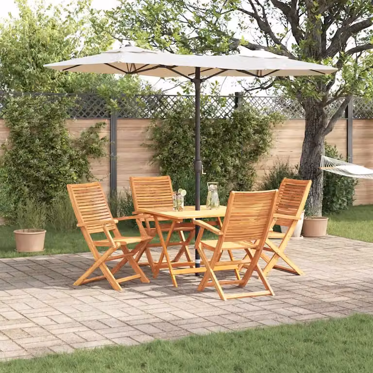 Set da pranzo per giardino e terrazzo vidaXL in legno di acacia oliato marrone, 5 pezzi
