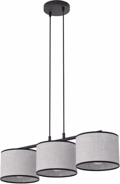 Lampada sospesa moderna cilindrica in metallo Emibig grigio e nero con 3x E27