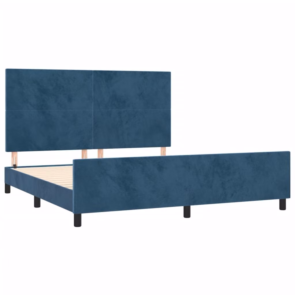 Giroletto senza Materasso Blu Scuro 160x200 cm in Velluto