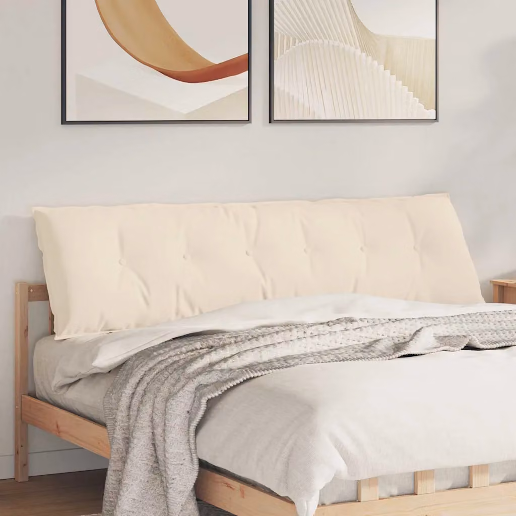 vidaXL Cuscino per Schiena Beige in Microfibra e Poliestere L 180 x P 50 cm