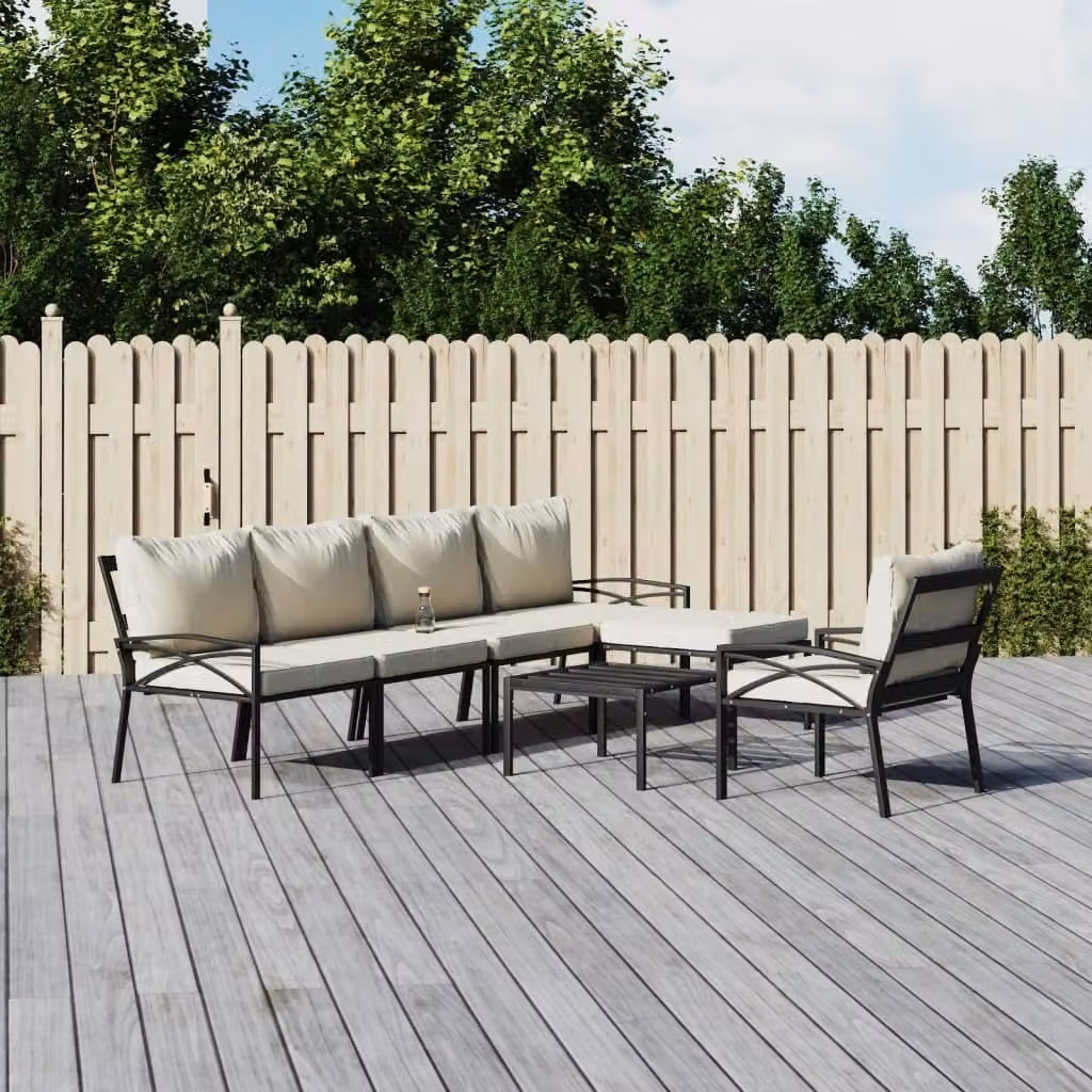 Maison Exclusive - Set Salotto da Giardino 7pz con Cuscini Sabbia in Acciaio