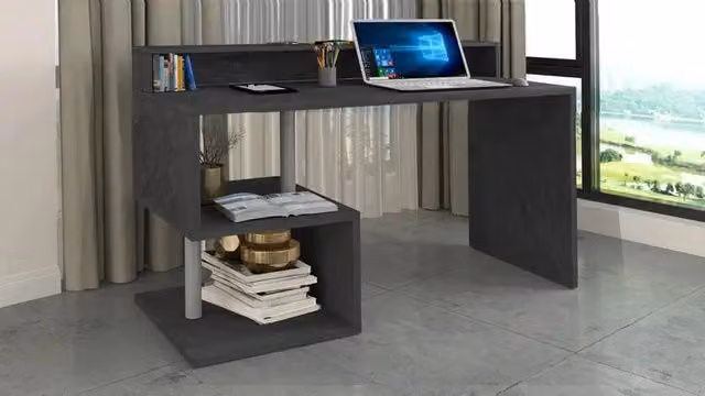 Scrivania ESSE 140 con design a ''S'' e sopralzo