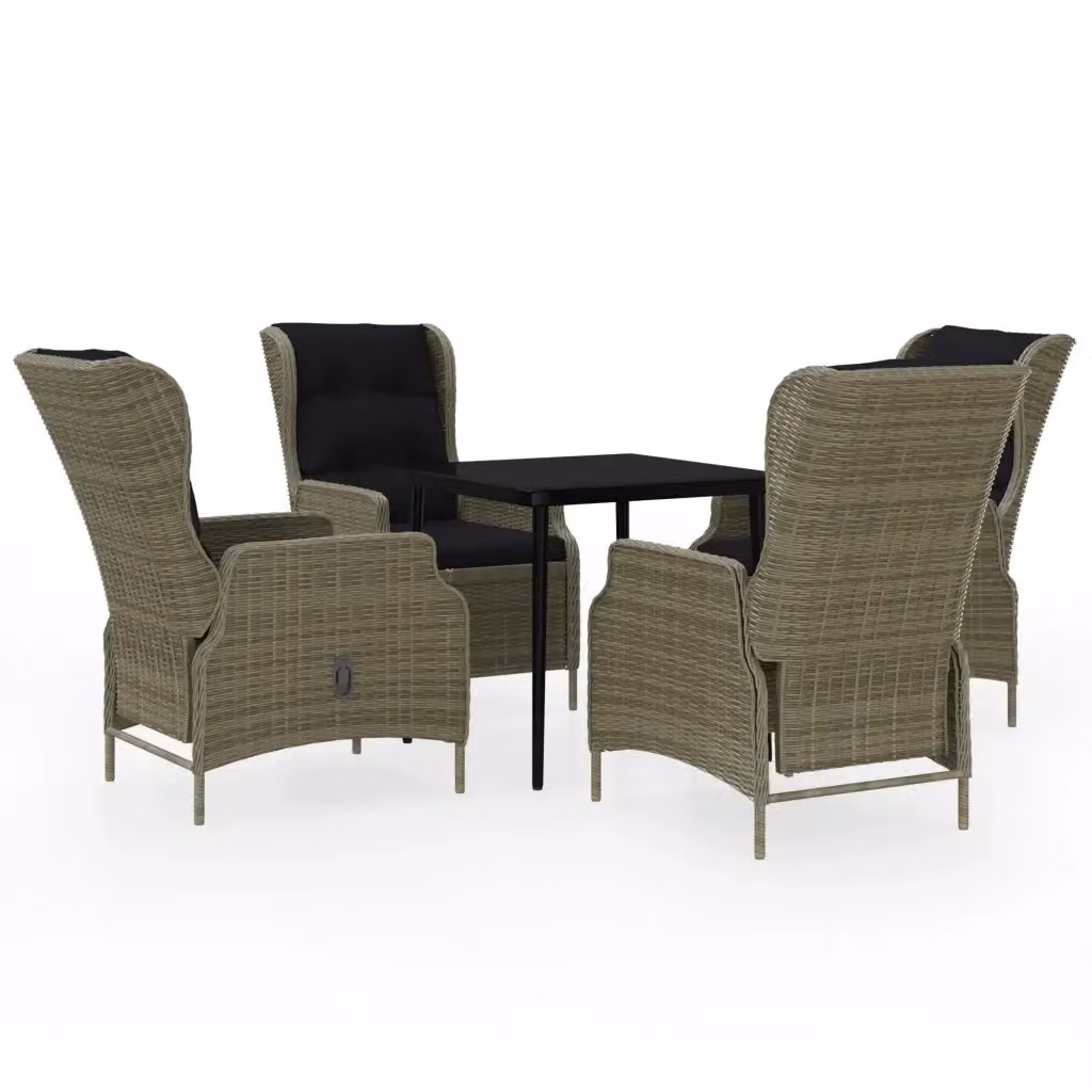 Set da pranzo da giardino moderno vidaXL in metallo e vetro marrone e nero – 2
