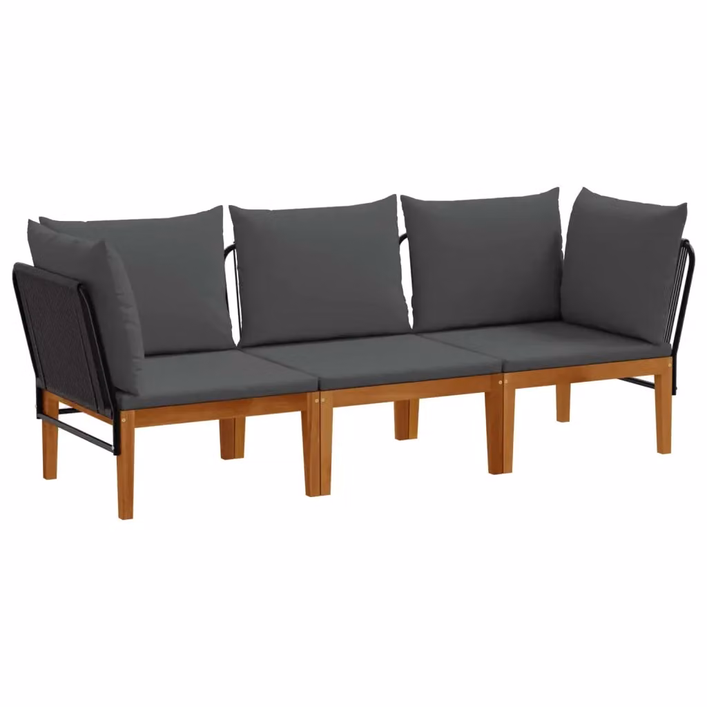 Set di divani da giardino a L vidaXL in legno di acacia con cuscini inclusi per esterno – 2
