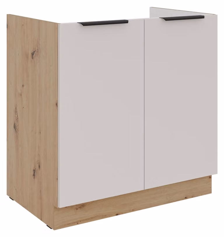 Mobile sottolavello da cucina 80 cm Cucina SOLANO Beige cashmere opaco + Rovere Artisan opaco Linea cucina Blocco cucina Cucina Cucina componibile