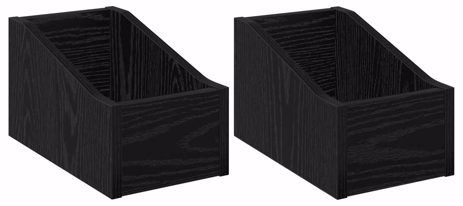 Scatola per dischi in vinile, 2 pezzi, colore nero, aspetto legno di quercia, dimensioni 18 x 32 x 18 cm