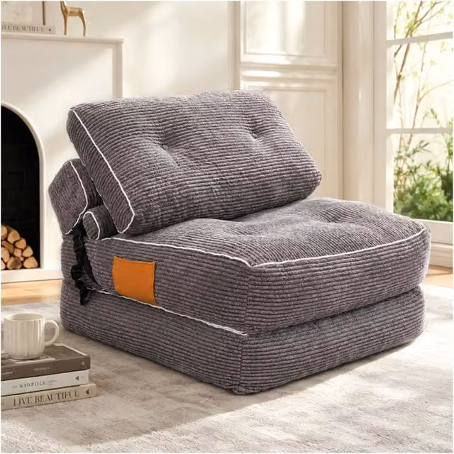 Poltrona letto pieghevole multifunzione WISHDOR in velluto a coste, colore grigio