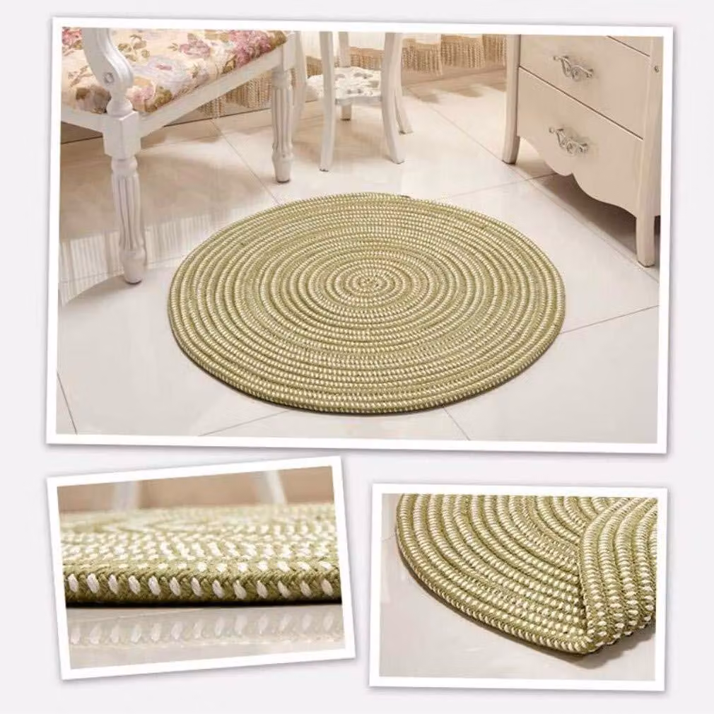 Tappeto rotondo intrecciato a mano - Verde - 80 cm