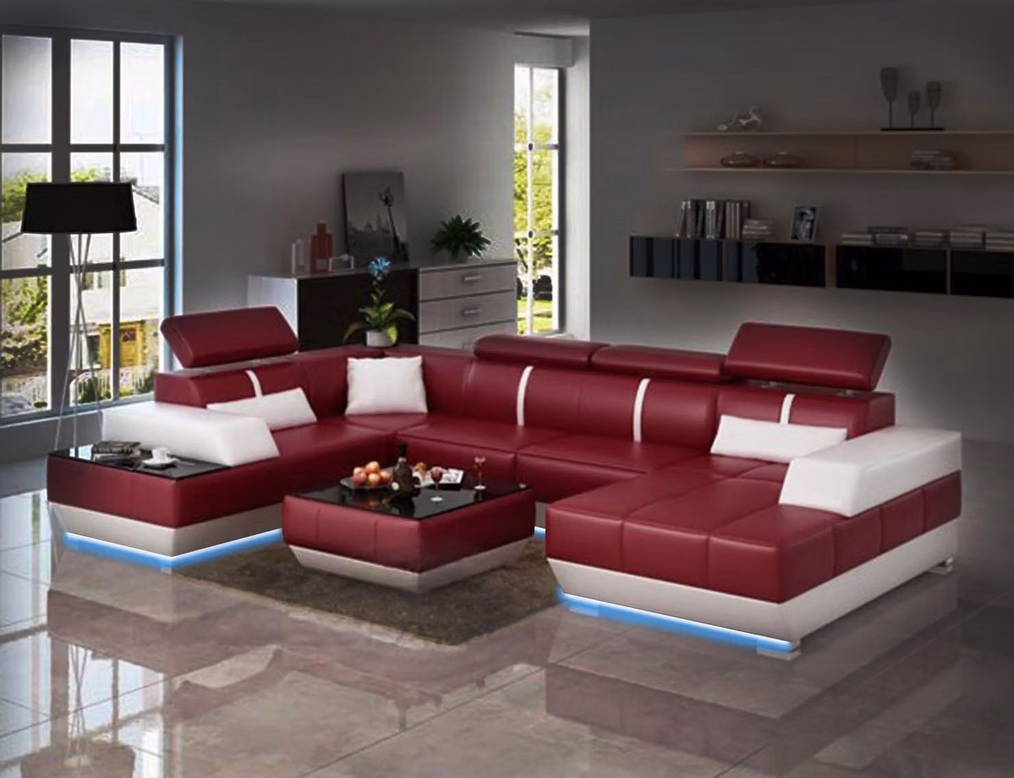 Designer Sofa + USB,Polster Garnitur Ledersofa Sofas Wohnlandschaft Eckcouch