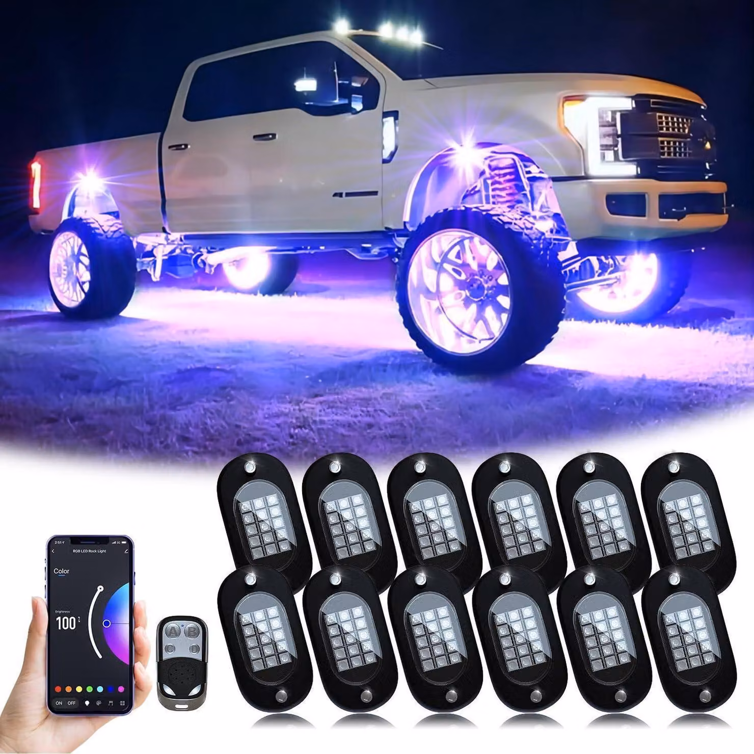 Luci decorative a LED RGB, con 180 LED, controllabili tramite app o telecomando, con modalità musicale, impermeabili e composte da 12 moduli