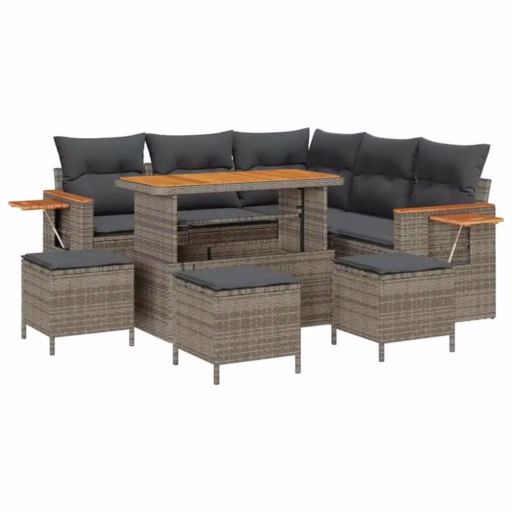 Set Divano da Giardino vidaXL 10 Pezzi a Forma di L con Tavolino e Cuscini Grigio – 2
