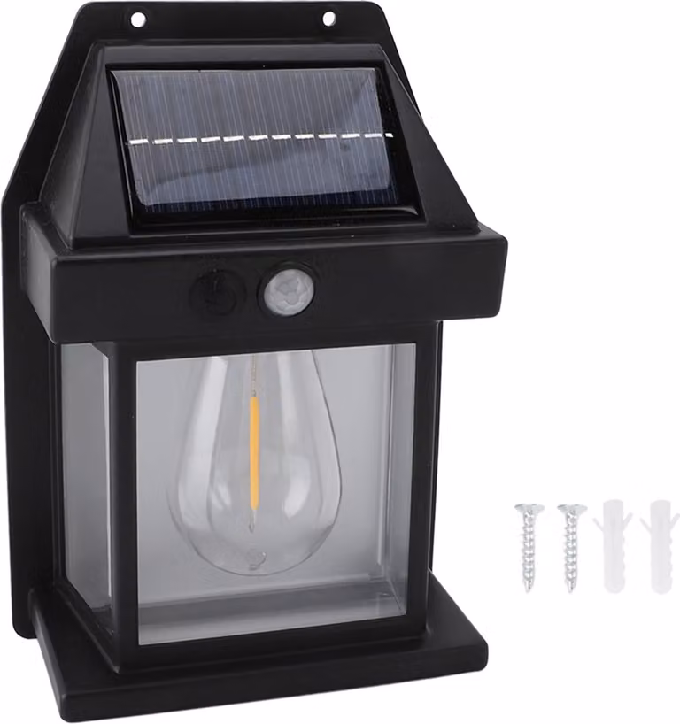 Sensore solare di movimento applique impermeabile resistente alle intemperie 3 -velocità regolabile cordless lampade portico lanterne nero