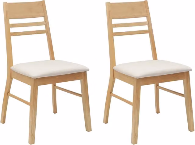 Set di 2 sedie da pranzo e cucina in legno di gomma con rivestimento in tessuto, L: 43 cm, P: 54 cm, H: 89 cm – 1