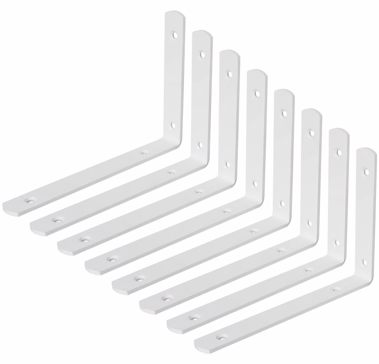 Inovra - Set di 8 supporti a L in metallo, bianchi, da 200 mm, per mensole. Supporti robusti per mensole da fissare a parete, ideali per soggiorno, cucina e ufficio