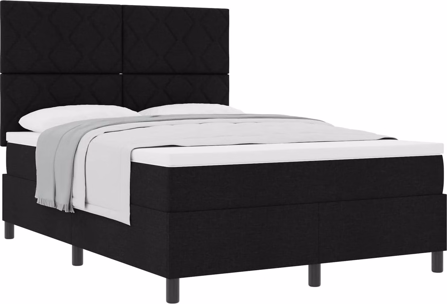 Letto a molle con materasso nero 140 x 190 cm in tessuto