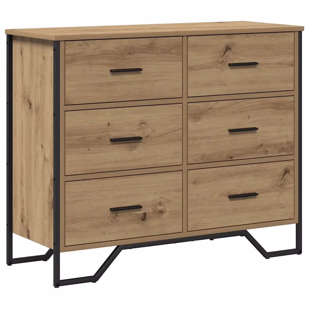 vidaXL Set di 2 Cassettiere in Rovere Artigianale Marrone, Design Moderno, L 91 cm x P 35,5 cm x H 74,5 cm – 2