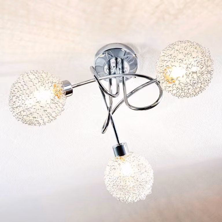 Plafoniera soffitto Ticino Lindby, dimmerabile, Cromo / Argento, Corridoio, Metallo, Moderno, Plafoniera