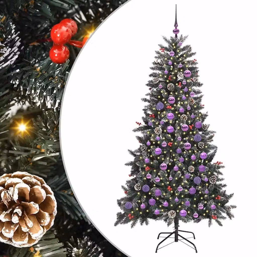 Albero di Natale artificiale con luci LED bianco caldo verde vidaXL Altezza: 180 cm – 2