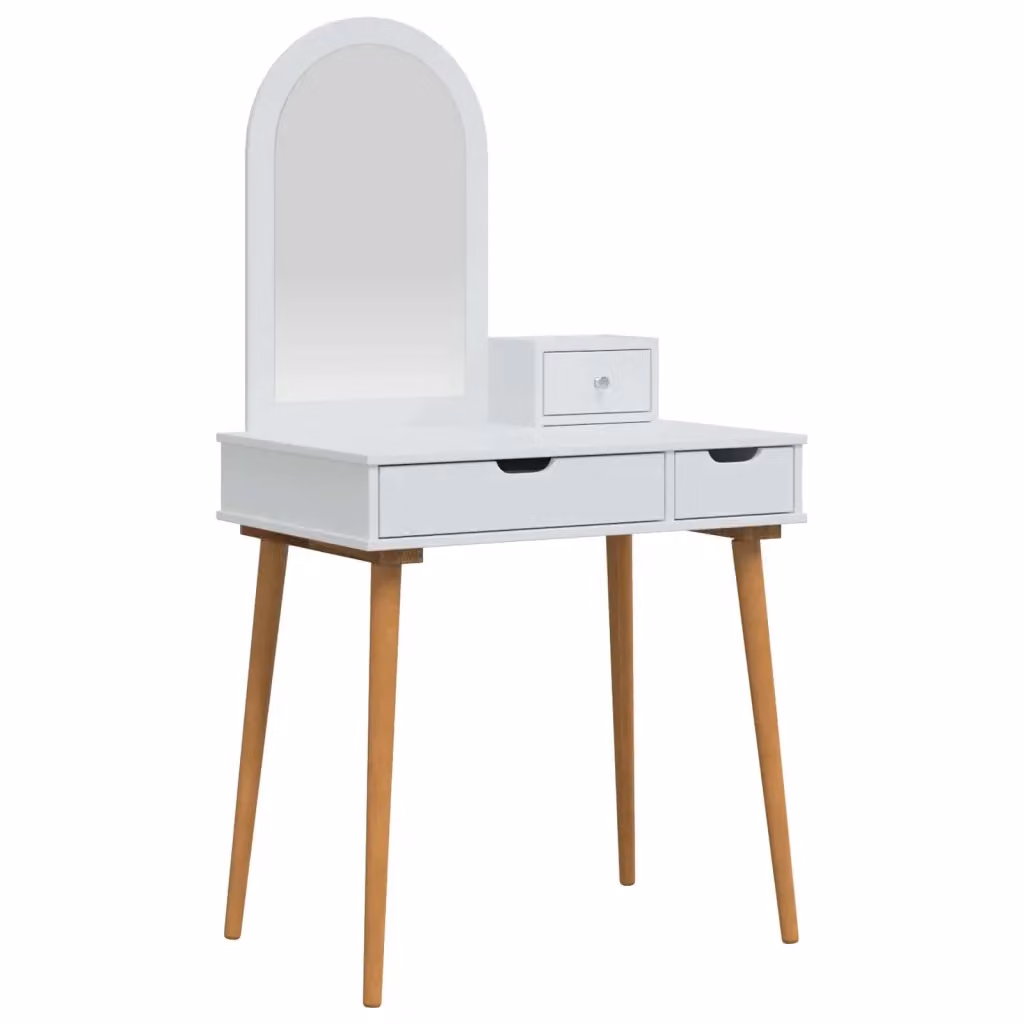 Set Tavolo da Trucco FAUSKE vidaXL 3 pz Bianco L: 76 cm, P: 50 cm, H: 143 cm – 2