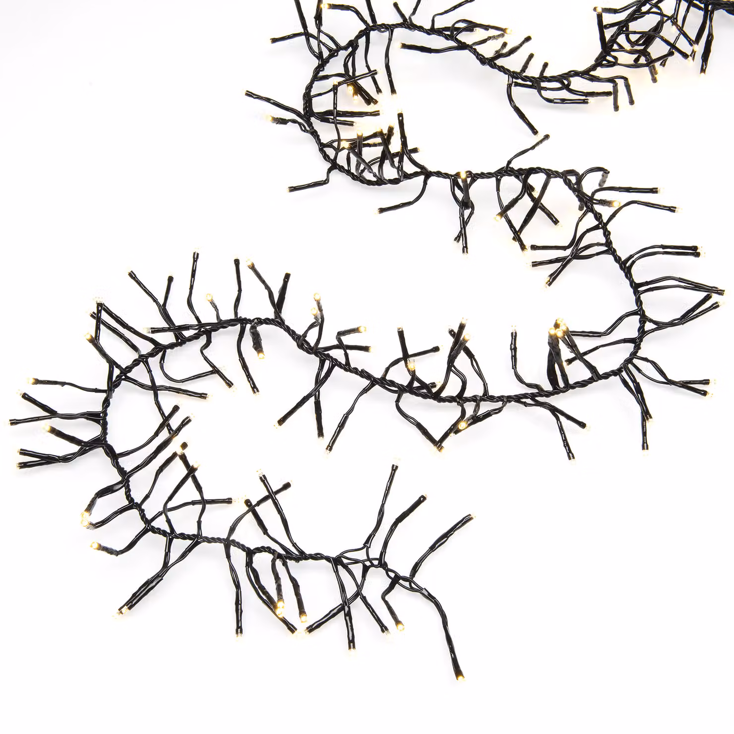 Konstsmide - Catena luminosa a micro LED "Cluster", con 8 funzioni, unità di controllo e funzione di memoria, 576 diodi bianco caldo, trasformatore per esterni da 24 V, cavo nero ; 3861-100