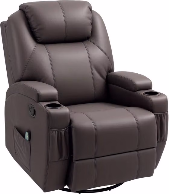 Poltrona Relax Massaggiante Reclinabile con 8 Punti Massaggio e 5 Modalità 84x92x109 cm Marrone Scuro