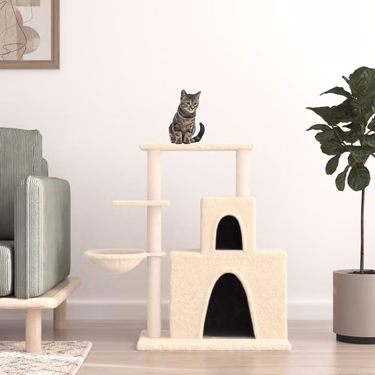 vidaXL Albero per Gatti con Tiragraffi in Sisal Beige Altezza: 83 cm