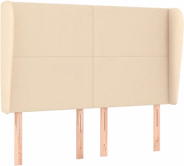 Testiera ad orecchio in tessuto beige L: 147 cm, P: 23 cm, H: 118/128 cm