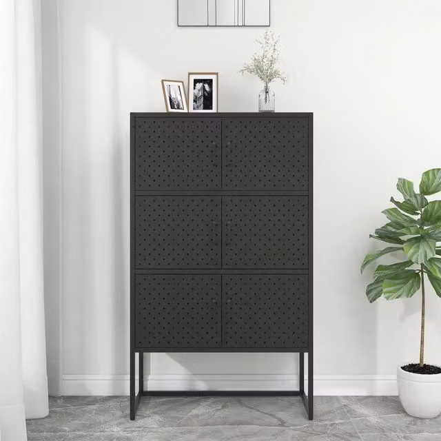 Credenza Alta Nera 80x35x135 cm in Acciaio 335877